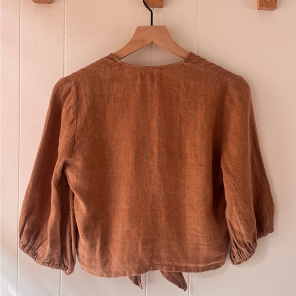 First Rite Linen Tie Top - Picture 3 of 4